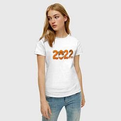 Футболка хлопковая женская Год Тигра - 2022, цвет: белый — фото 2