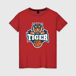 Футболка хлопковая женская Tiger Basketball, цвет: красный
