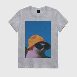 Женская футболка Котик в шляпе и очках