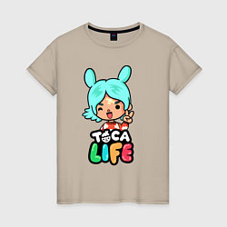 Футболка хлопковая женская Toca Life, цвет: миндальный