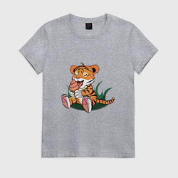 Женская футболка Тигр ест