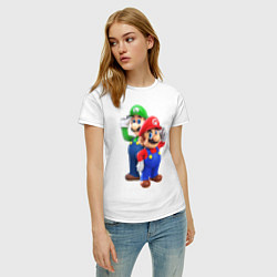 Футболка хлопковая женская Mario Bros, цвет: белый — фото 2