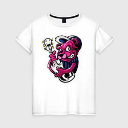 Женская футболка Гитарист медведь