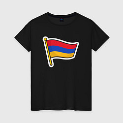 Футболка хлопковая женская Флаг Армении, цвет: черный