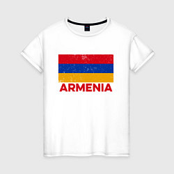 Футболка хлопковая женская Armenia Flag, цвет: белый