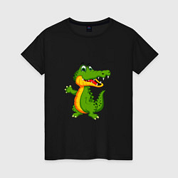 Женская футболка Зеленый крокодильчик машет
