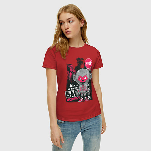 Женская футболка Плохая обезьяна / Красный – фото 3