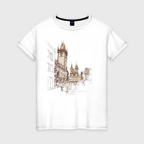 Женская футболка Город Прага / Белый – фото 1