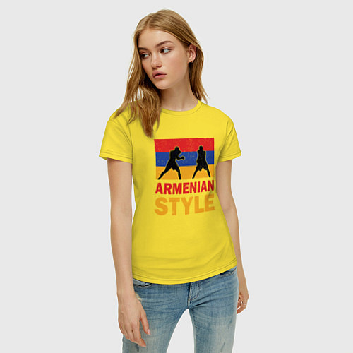Женская футболка Армянский стиль / Желтый – фото 3