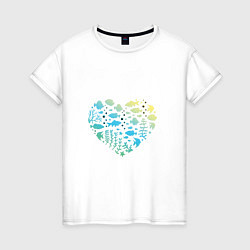 Женская футболка Сердце из рыбок