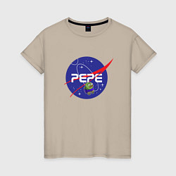 Футболка хлопковая женская Pepe Pepe space Nasa, цвет: миндальный