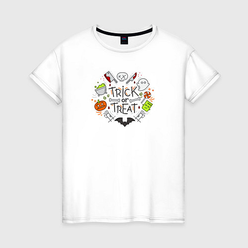 Женская футболка Trick or Treat BOO! / Белый – фото 1
