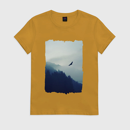 Женская футболка ОРЁЛ НАД ЛЕСОМ EAGLE / Горчичный – фото 1