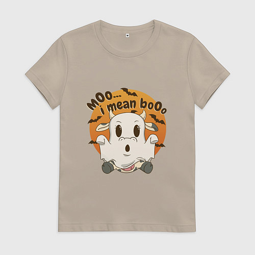 Женская футболка Halloween Cow / Миндальный – фото 1