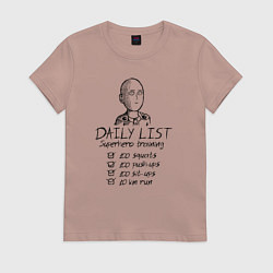 Женская футболка Лист супергеройских тренировок Сайтамы