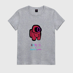 Футболка хлопковая женская ИГРА В КАЛЬМАРА among us, цвет: меланж