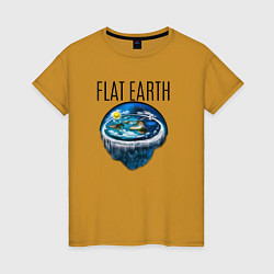 Футболка хлопковая женская The Flat Earth, цвет: горчичный