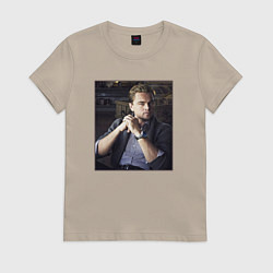 Женская футболка Леонардо Ди Каприо, фотопортрет