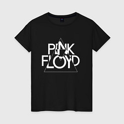 Футболка хлопковая женская PINK FLOYD LOGO ПИНК ФЛОЙД ЛОГОТИП, цвет: черный