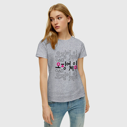 Женская футболка Игра в кальмара: Логотип / Меланж – фото 3