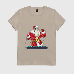 Женская футболка Санта музыкант