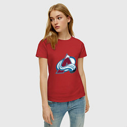 Футболка хлопковая женская Колорадо Эвеланш логотип, цвет: красный — фото 2