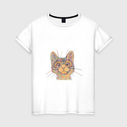 Женская футболка A 018 Цветной кот