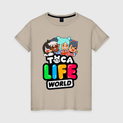 Футболка хлопковая женская TOCA LIFE WORLD ТОКА ЛАЙФ ВОРЛД ПЕРСОНАЖИ, цвет: миндальный