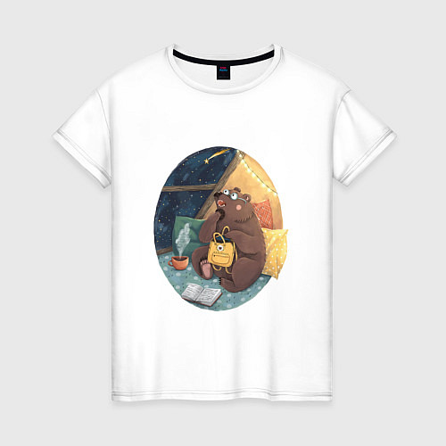 Женская футболка Мечтающий медведь / Белый – фото 1
