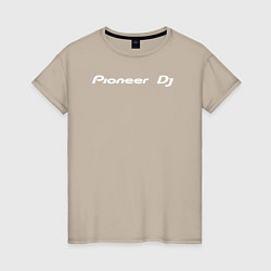 Футболка хлопковая женская Pioneer DJ - Logo White, цвет: миндальный