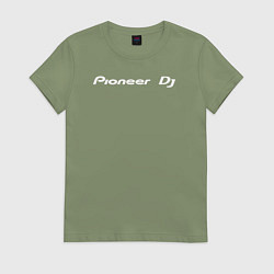 Футболка хлопковая женская Pioneer DJ - Logo White, цвет: авокадо