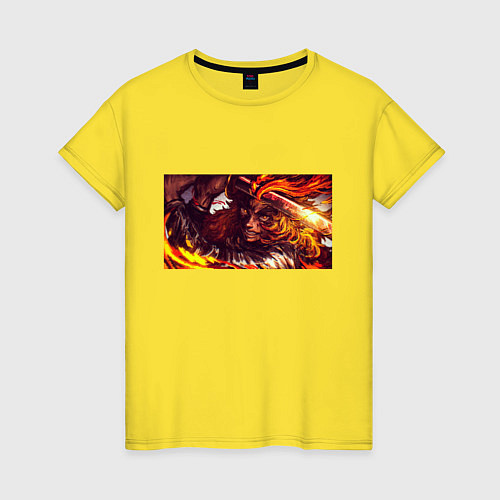 Женская футболка Взгляд Ренгоку Клинок рассекающий демонов / Желтый – фото 1