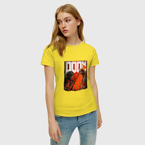 Женская футболка Думгай пронзает демона DOOM / Желтый – фото 3