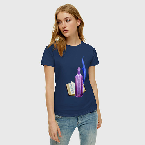Женская футболка Миры в стекле - Магическая библиотека / Тёмно-синий – фото 3