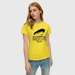 Футболка хлопковая женская Дирижабль Led Zeppelin с лого участников, цвет: желтый — фото 2