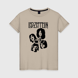 Футболка хлопковая женская Участники группы Led Zeppelin, цвет: миндальный