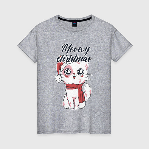 Женская футболка Christmas Cat / Меланж – фото 1