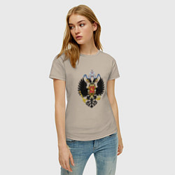 Футболка хлопковая женская Черный орел Российской империи, цвет: миндальный — фото 2
