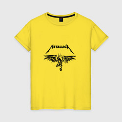 Футболка хлопковая женская Металика Metallica, цвет: желтый