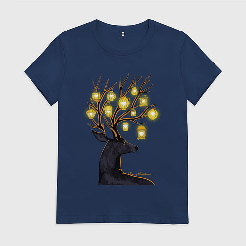 Женская футболка Рождественские огни / Тёмно-синий – фото 1