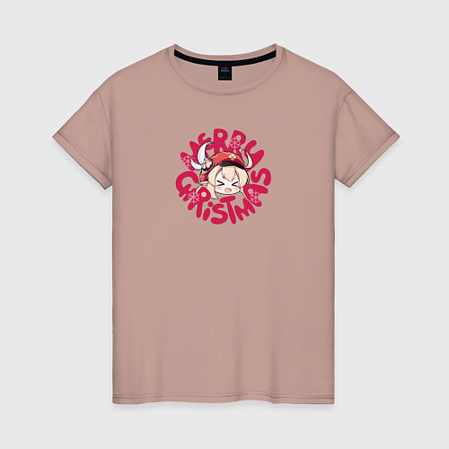 Женская футболка Merry christmas Klee / Пыльно-розовый – фото 1