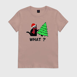 Футболка хлопковая женская Кот и Новый Год, цвет: пыльно-розовый