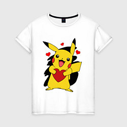 Женская футболка ПИКАЧУ И СЕРДЕЧКО POKENON PIKACHU LOVE