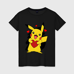 Женская футболка ПИКАЧУ И СЕРДЕЧКО POKENON PIKACHU LOVE