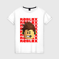 Женская футболка ROBLOX RED LOGO LEGO FACE