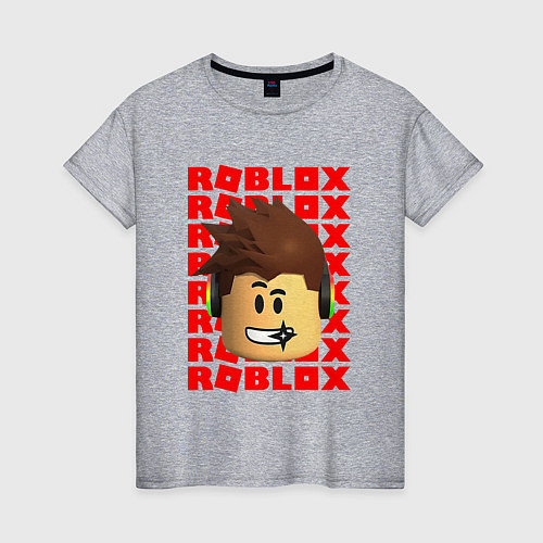 Женская футболка ROBLOX RED LOGO LEGO FACE / Меланж – фото 1