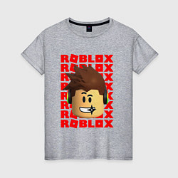 Футболка хлопковая женская ROBLOX RED LOGO LEGO FACE, цвет: меланж