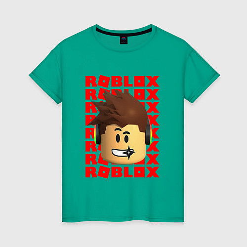 Женская футболка ROBLOX RED LOGO LEGO FACE / Зеленый – фото 1