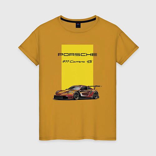 Женская футболка Porsche Carrera 4S Motorsport / Горчичный – фото 1