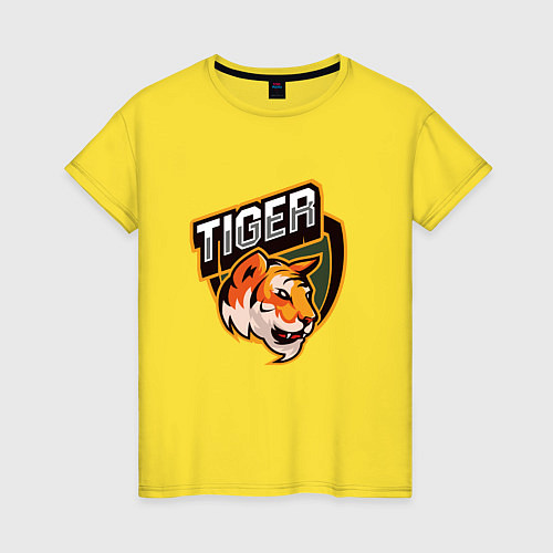 Женская футболка Тигр Tiger логотип / Желтый – фото 1